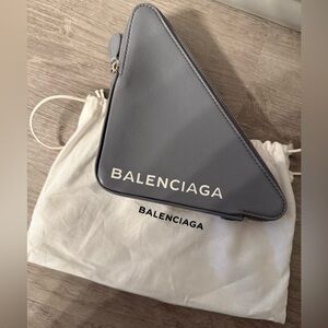 FLASH SALE Balenciaga Triangle Grey Calfskin leather clutch bag